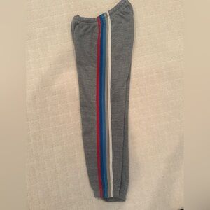 Aviator Nation Gray Joggers with Red, Blue & White Side Stripes
